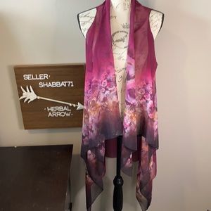 G. Dark Moody Floral Maroon Shrug Pancho Beach Cover OS